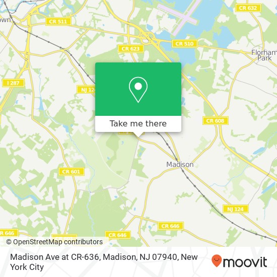 Mapa de Madison Ave at CR-636, Madison, NJ 07940