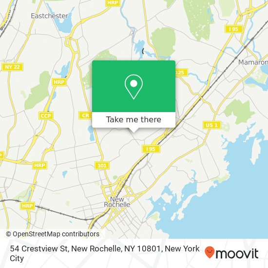 Mapa de 54 Crestview St, New Rochelle, NY 10801