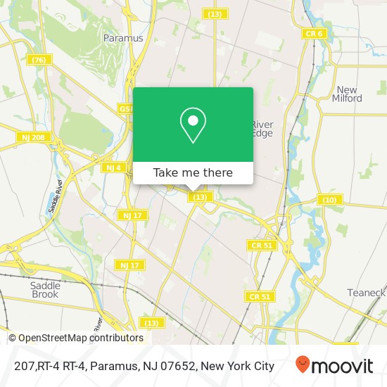 Mapa de 207,RT-4 RT-4, Paramus, NJ 07652