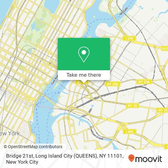 Mapa de Bridge 21st, Long Island City (QUEENS), NY 11101