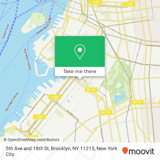 Mapa de 5th Ave and 18th St, Brooklyn, NY 11215