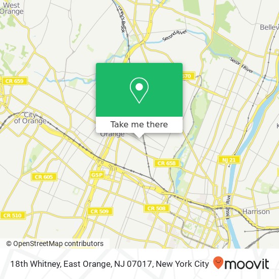 18th Whitney, East Orange, NJ 07017 map