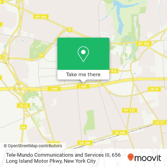 Mapa de Tele-Mundo Communications and Services III, 656 Long Island Motor Pkwy
