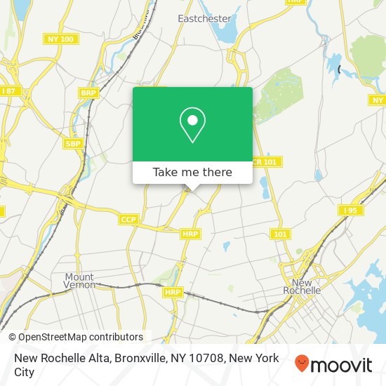 Mapa de New Rochelle Alta, Bronxville, NY 10708