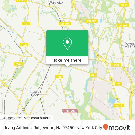 Mapa de Irving Addison, Ridgewood, NJ 07450