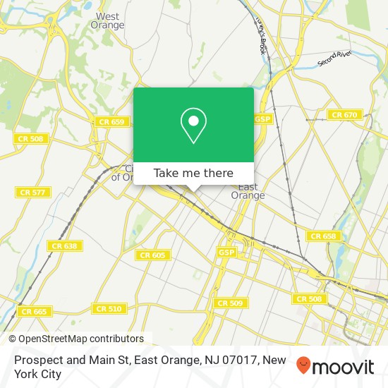 Prospect and Main St, East Orange, NJ 07017 map