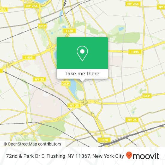 72nd & Park Dr E, Flushing, NY 11367 map