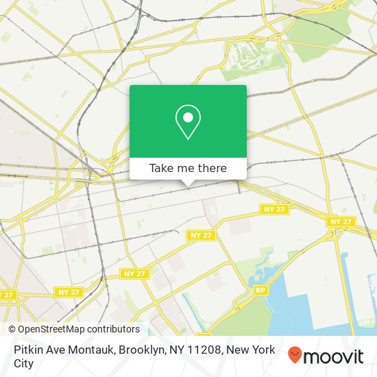 Mapa de Pitkin Ave Montauk, Brooklyn, NY 11208
