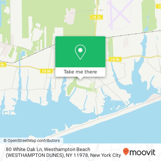 80 White Oak Ln, Westhampton Beach (WESTHAMPTON DUNES), NY 11978 map