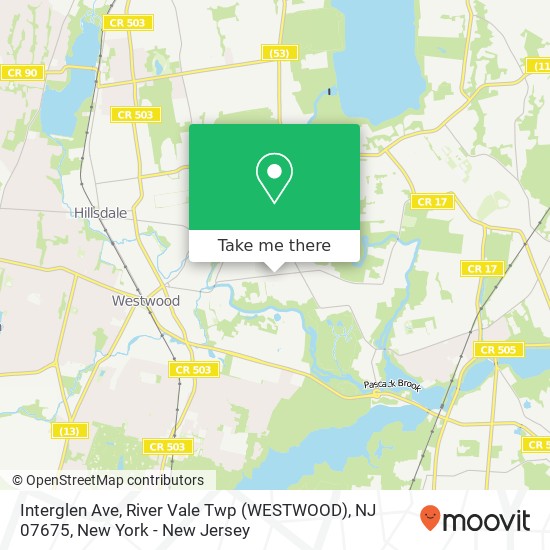 Mapa de Interglen Ave, River Vale Twp (WESTWOOD), NJ 07675
