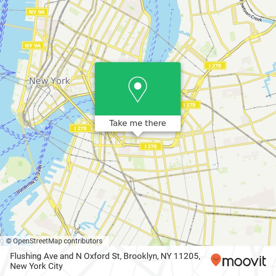 Mapa de Flushing Ave and N Oxford St, Brooklyn, NY 11205