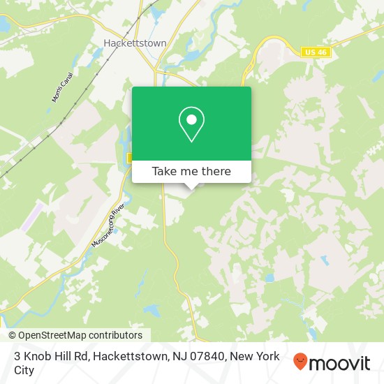 Mapa de 3 Knob Hill Rd, Hackettstown, NJ 07840