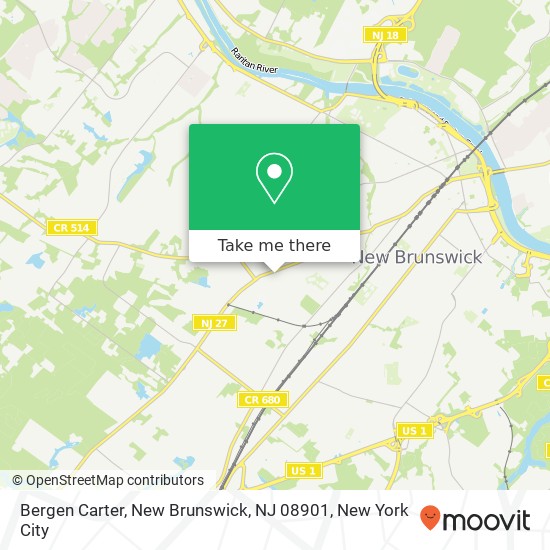 Mapa de Bergen Carter, New Brunswick, NJ 08901