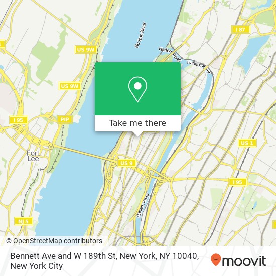 Mapa de Bennett Ave and W 189th St, New York, NY 10040