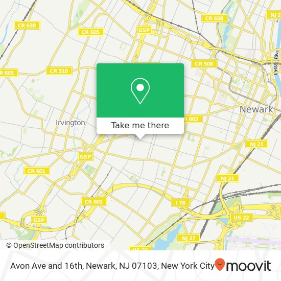 Avon Ave and 16th, Newark, NJ 07103 map