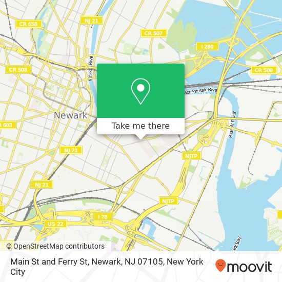 Mapa de Main St and Ferry St, Newark, NJ 07105