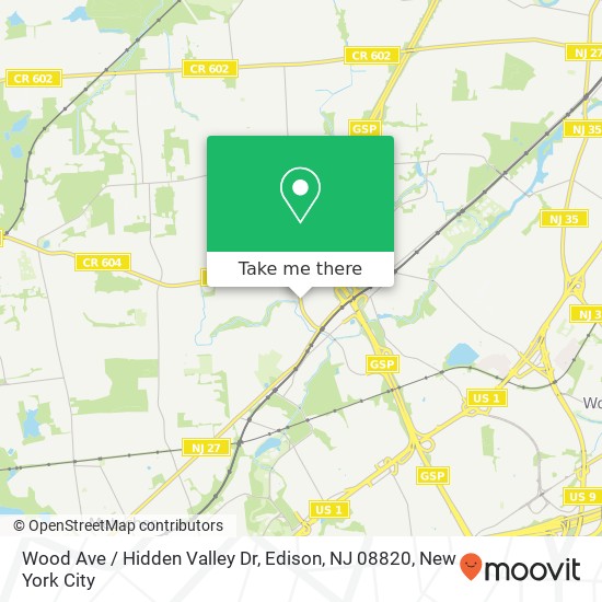 Wood Ave / Hidden Valley Dr, Edison, NJ 08820 map
