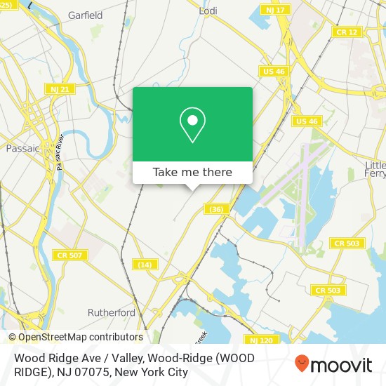 Wood Ridge Ave / Valley, Wood-Ridge (WOOD RIDGE), NJ 07075 map