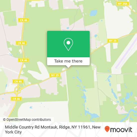 Mapa de Middle Country Rd Montauk, Ridge, NY 11961