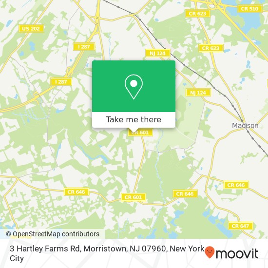 Mapa de 3 Hartley Farms Rd, Morristown, NJ 07960