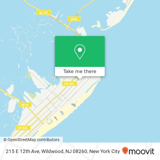 Mapa de 215 E 12th Ave, Wildwood, NJ 08260