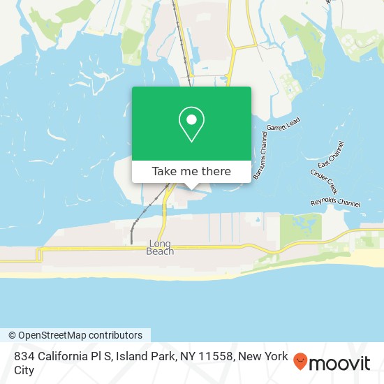 Mapa de 834 California Pl S, Island Park, NY 11558