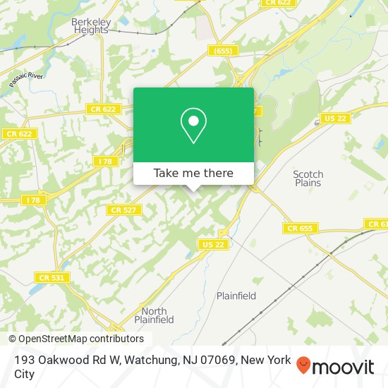 193 Oakwood Rd W, Watchung, NJ 07069 map