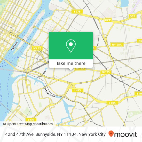 Mapa de 42nd 47th Ave, Sunnyside, NY 11104