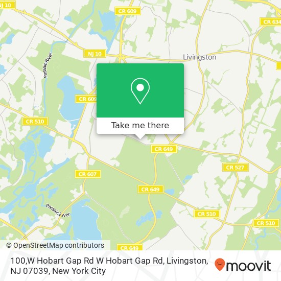 Mapa de 100,W Hobart Gap Rd W Hobart Gap Rd, Livingston, NJ 07039