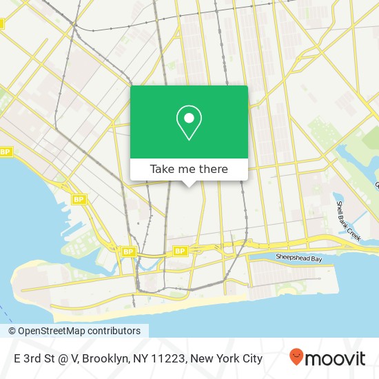 Mapa de E 3rd St @ V, Brooklyn, NY 11223