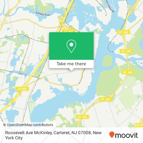 Mapa de Roosevelt Ave McKinley, Carteret, NJ 07008