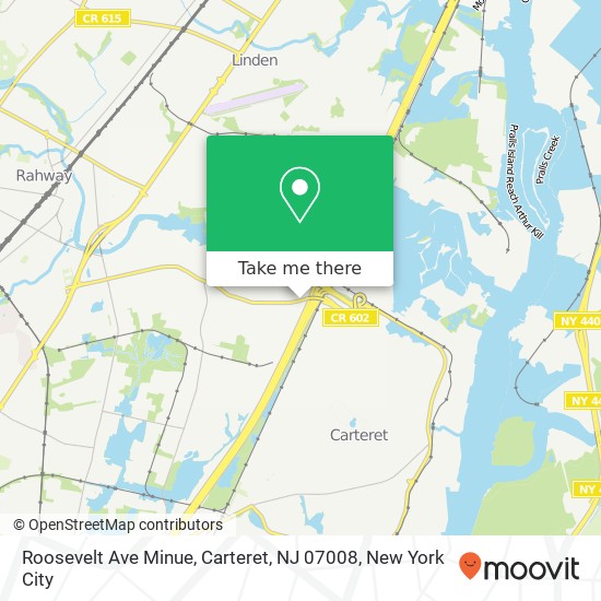 Mapa de Roosevelt Ave Minue, Carteret, NJ 07008