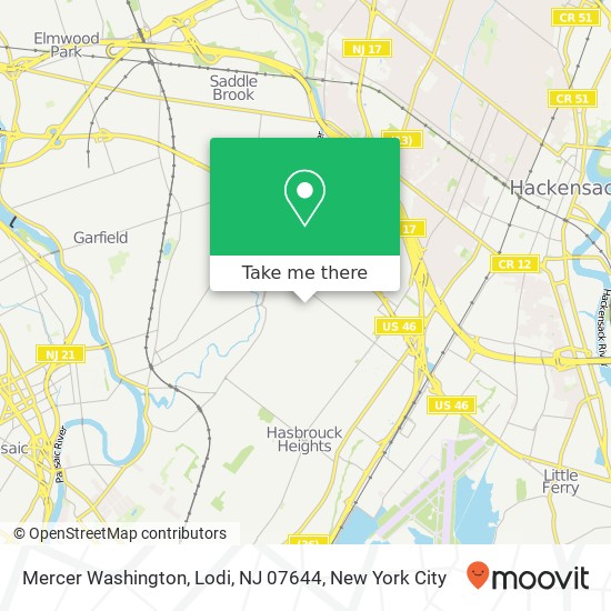Mapa de Mercer Washington, Lodi, NJ 07644
