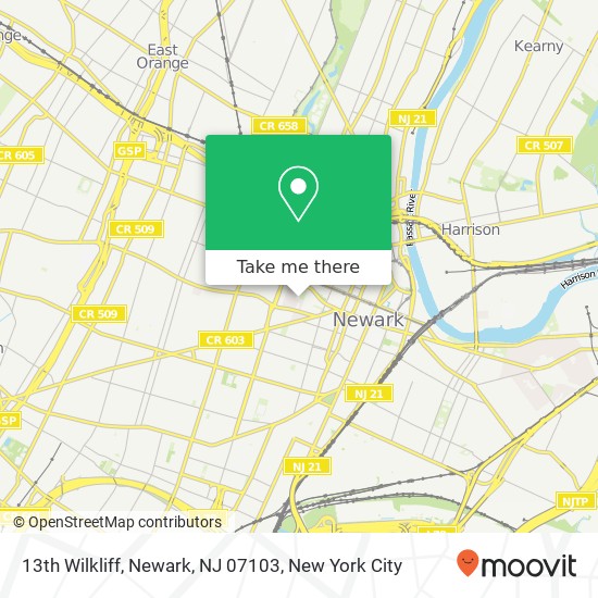 Mapa de 13th Wilkliff, Newark, NJ 07103