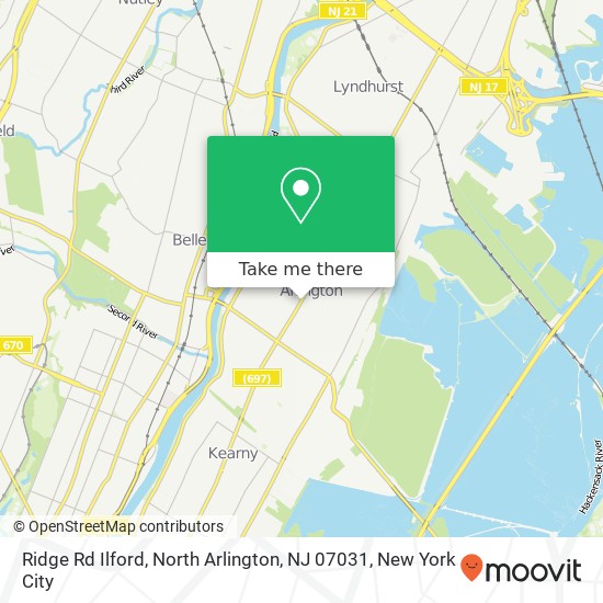 Ridge Rd Ilford, North Arlington, NJ 07031 map