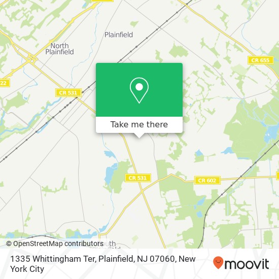 Mapa de 1335 Whittingham Ter, Plainfield, NJ 07060