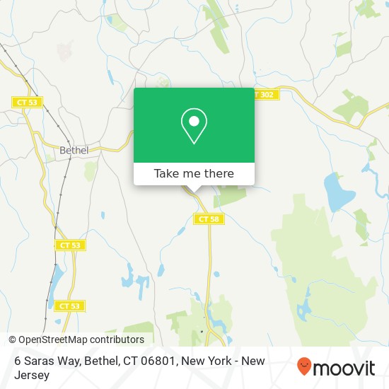 Mapa de 6 Saras Way, Bethel, CT 06801
