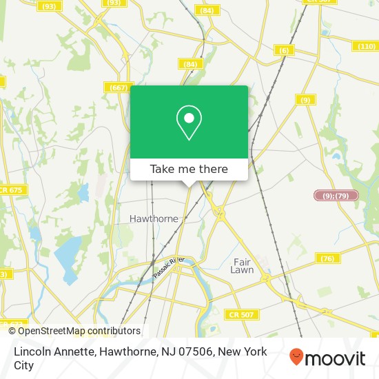 Mapa de Lincoln Annette, Hawthorne, NJ 07506