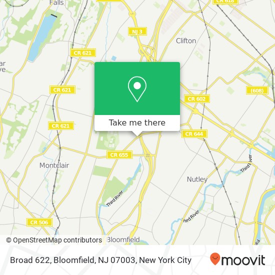 Mapa de Broad 622, Bloomfield, NJ 07003