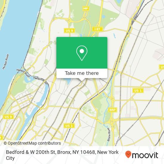 Bedford & W 200th St, Bronx, NY 10468 map