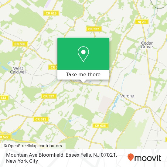 Mountain Ave Bloomfield, Essex Fells, NJ 07021 map