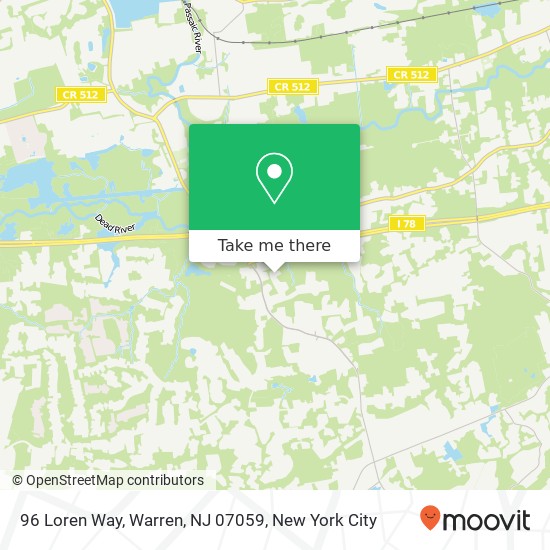 Mapa de 96 Loren Way, Warren, NJ 07059