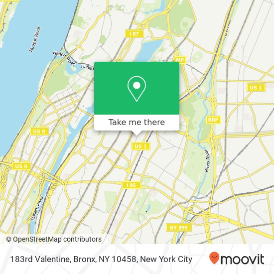 Mapa de 183rd Valentine, Bronx, NY 10458