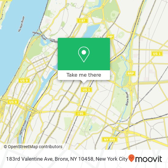 Mapa de 183rd Valentine Ave, Bronx, NY 10458