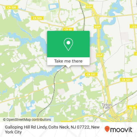 Mapa de Galloping Hill Rd Lindy, Colts Neck, NJ 07722