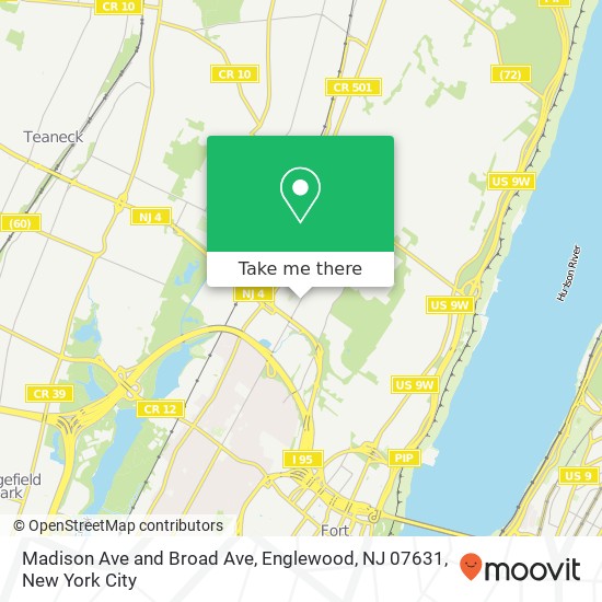 Mapa de Madison Ave and Broad Ave, Englewood, NJ 07631