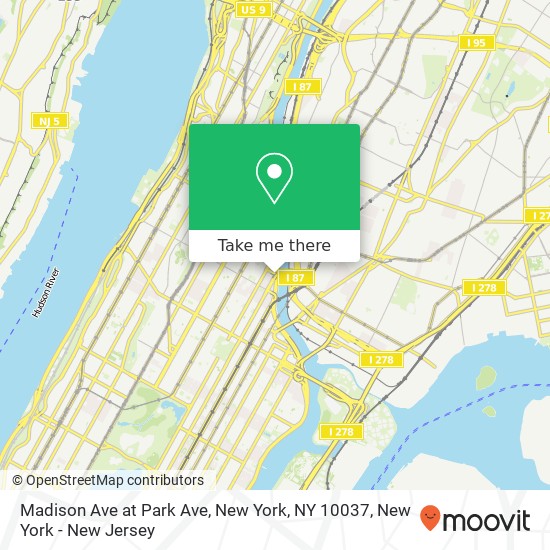 Mapa de Madison Ave at Park Ave, New York, NY 10037