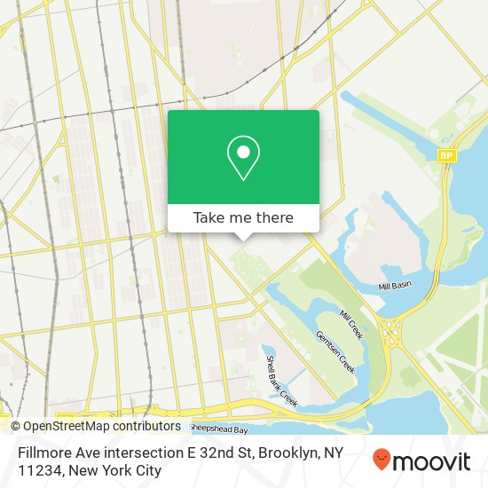 Mapa de Fillmore Ave intersection E 32nd St, Brooklyn, NY 11234