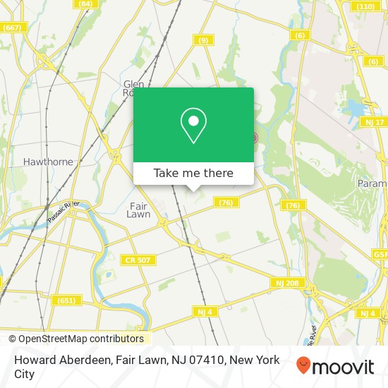 Mapa de Howard Aberdeen, Fair Lawn, NJ 07410