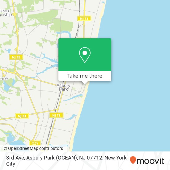 Mapa de 3rd Ave, Asbury Park (OCEAN), NJ 07712